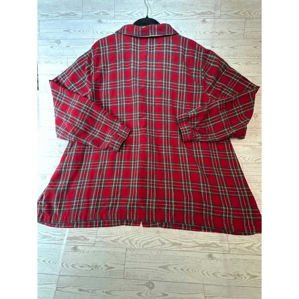 L.L. Bean Flannel Shirt Women 2X Red Plaid Cotton Button Down Gorpcore